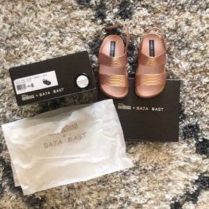 Mini Melissa + Baja East gold sandals size 8T